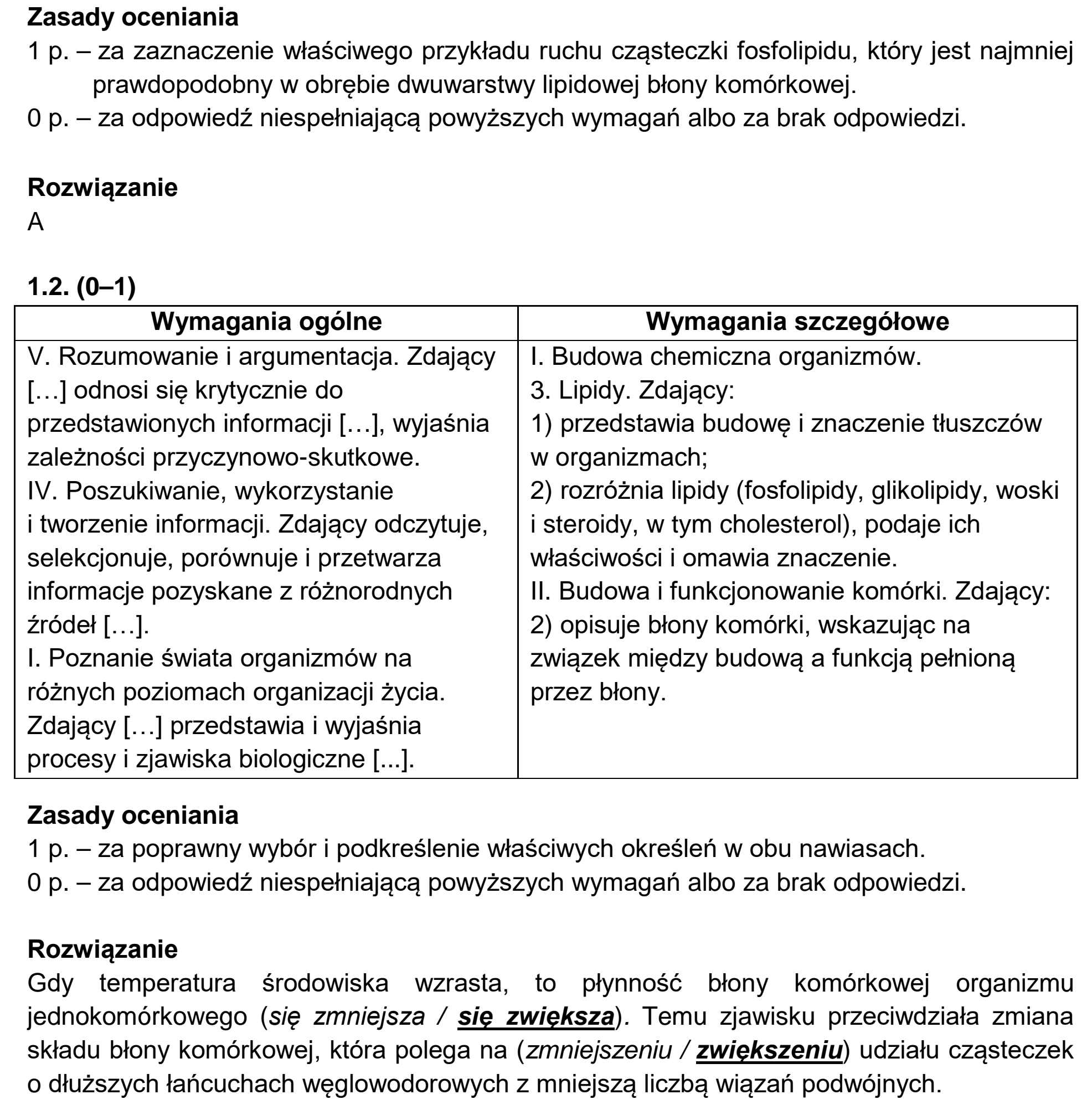 Matura, maj 2020, odpowiedź do zadania 1.1, fragment 1