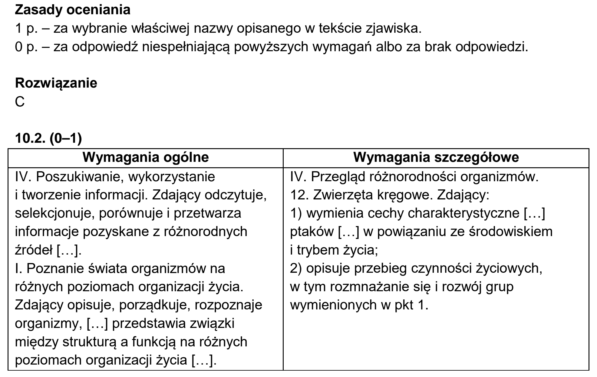 Matura, maj 2020, odpowiedź do zadania 10.1