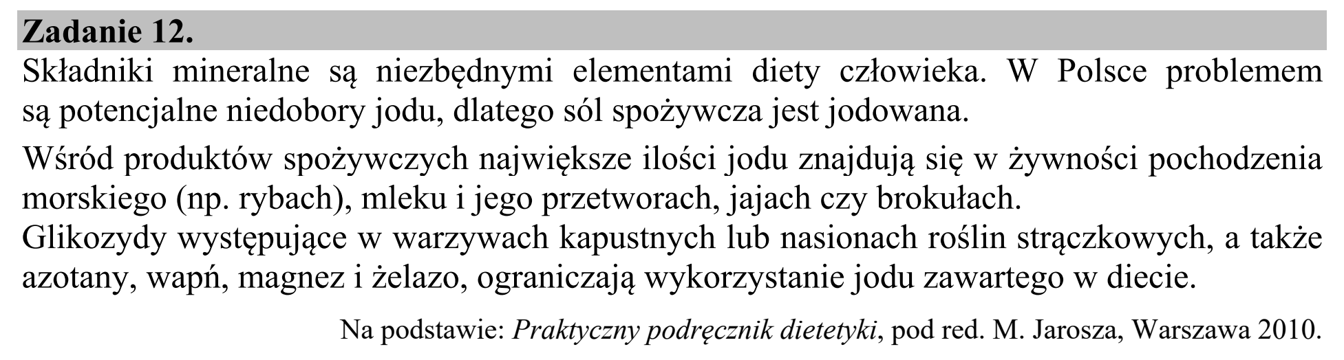 Matura, maj 2020, wstęp zadania 12