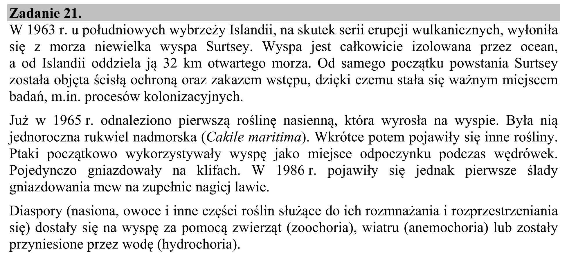 Matura, maj 2020, wstęp zadania 21, fragment 1