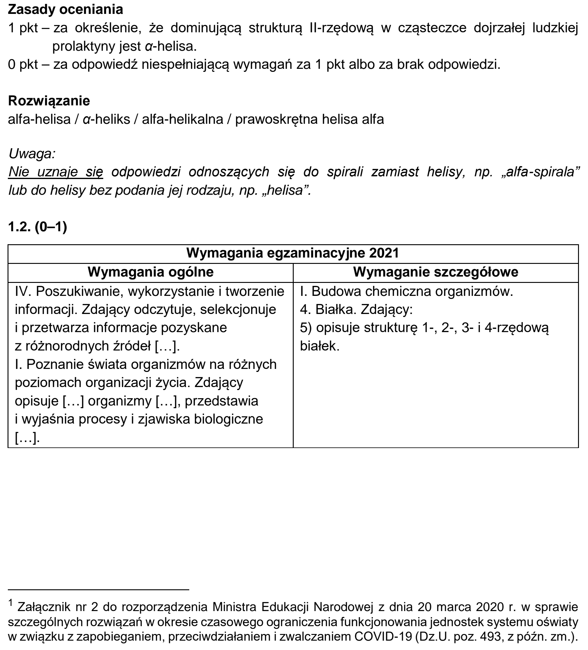 Matura, maj 2021, odpowiedź do zadania 1.1, fragment 1