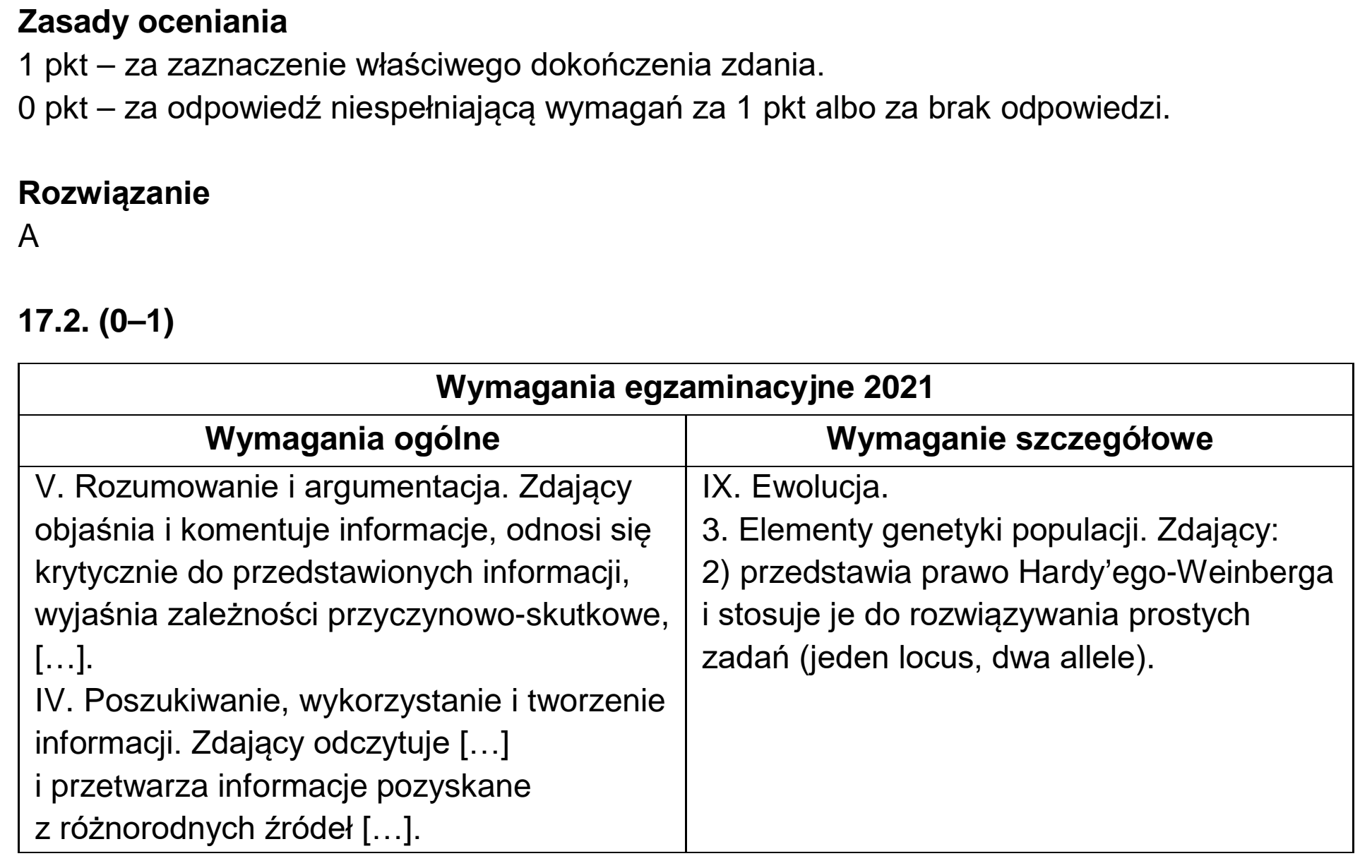 Matura, maj 2021, odpowiedź do zadania 17.1