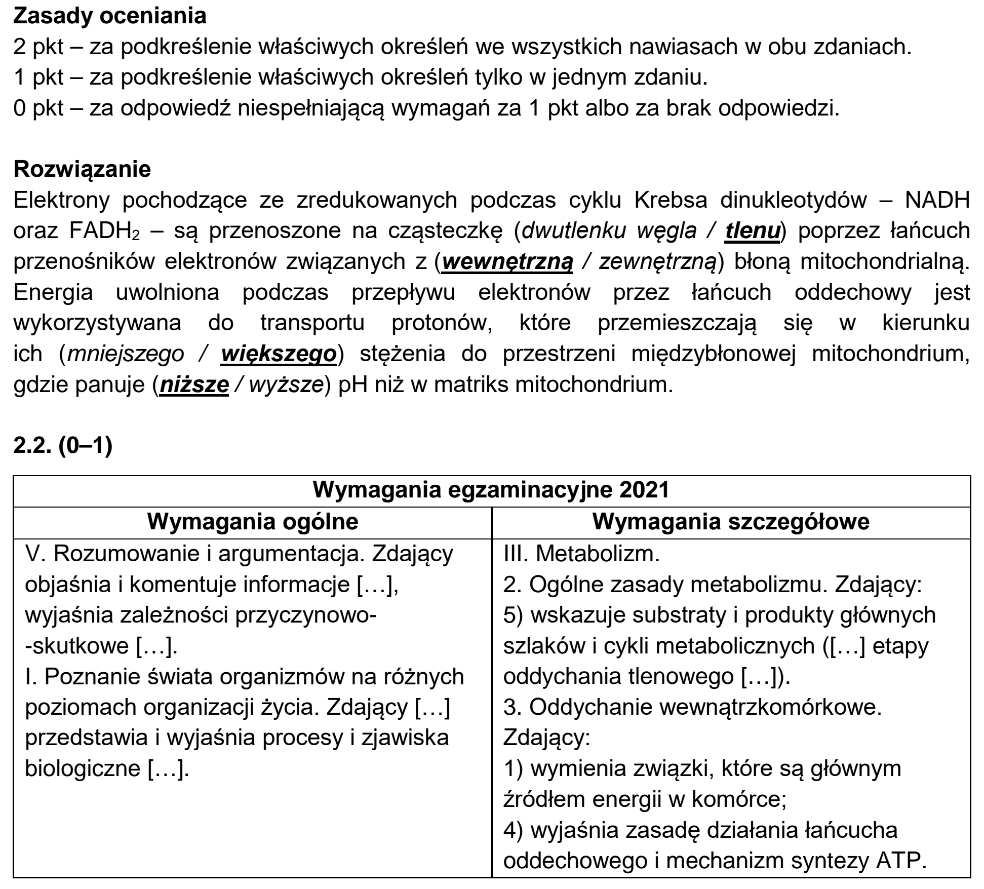 Matura, maj 2021, odpowiedź do zadania 2.1, fragment 1