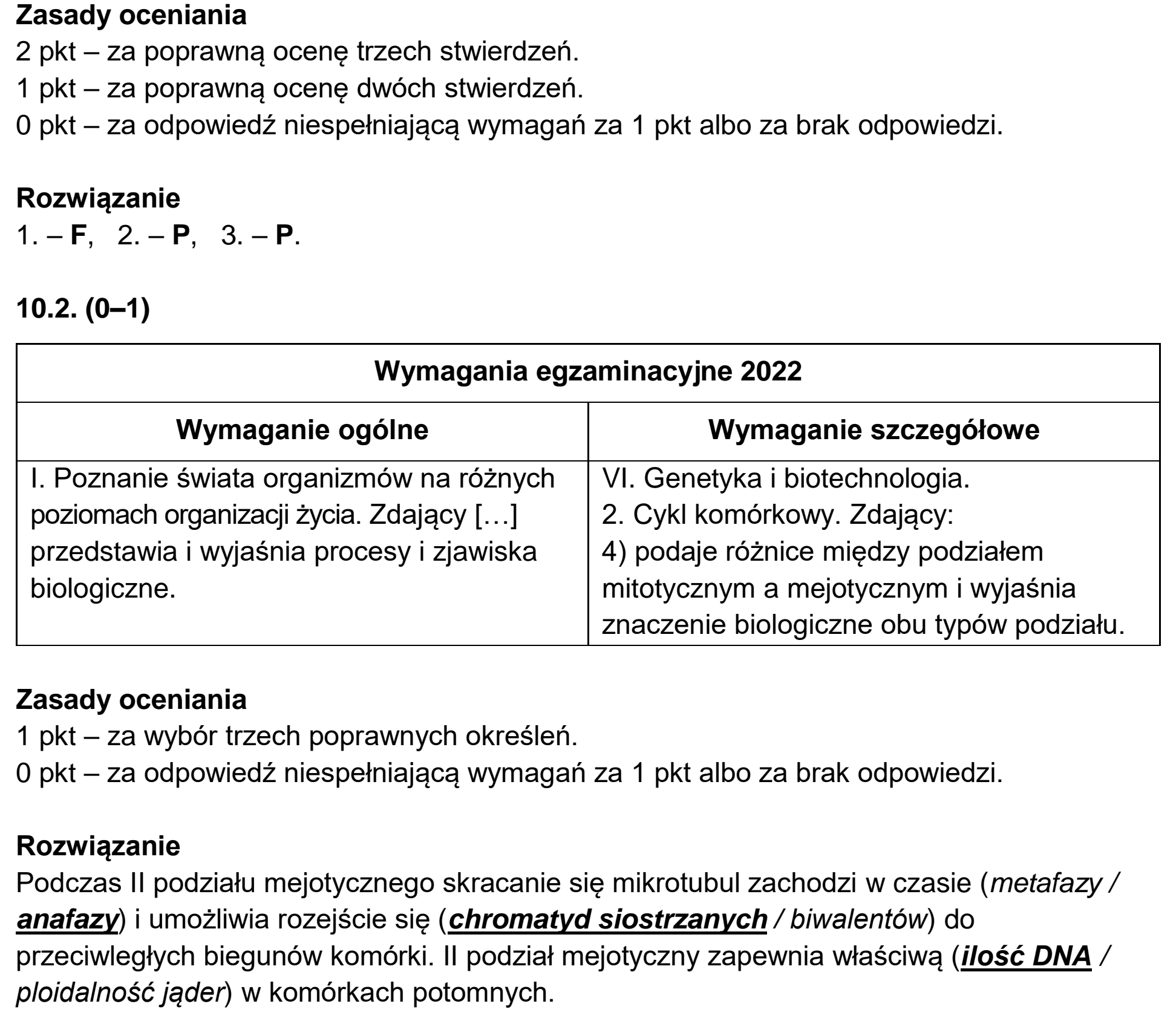 Matura, maj 2022, odpowiedź do zadania 10.1, fragment 1