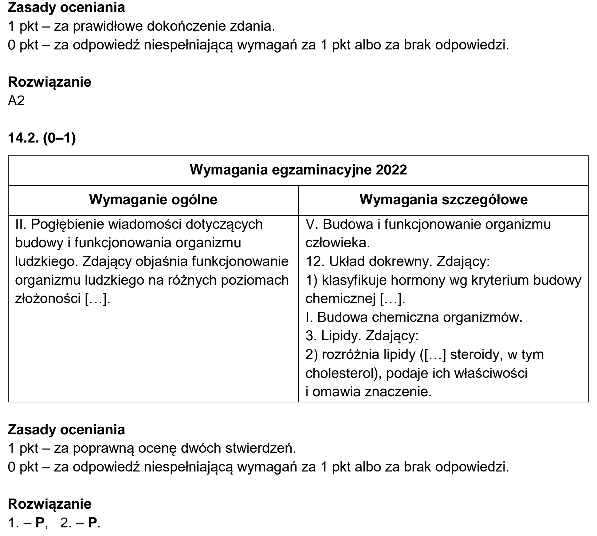 Matura, maj 2022, odpowiedź do zadania 14.1, fragment 1