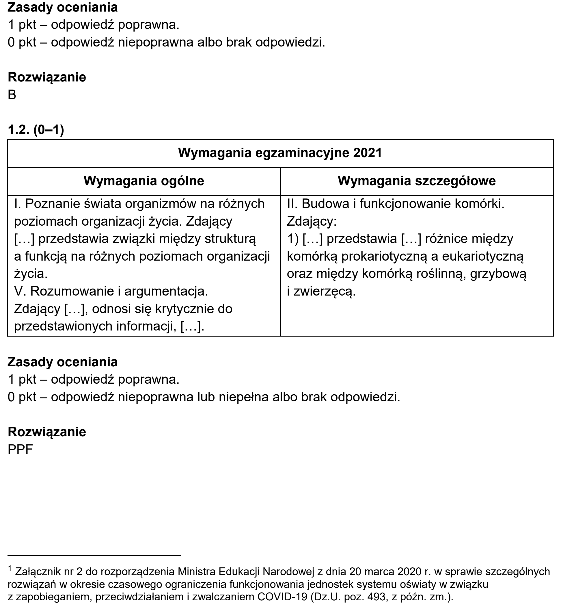 Matura próbna, marzec 2021, odpowiedź do zadania 1.1