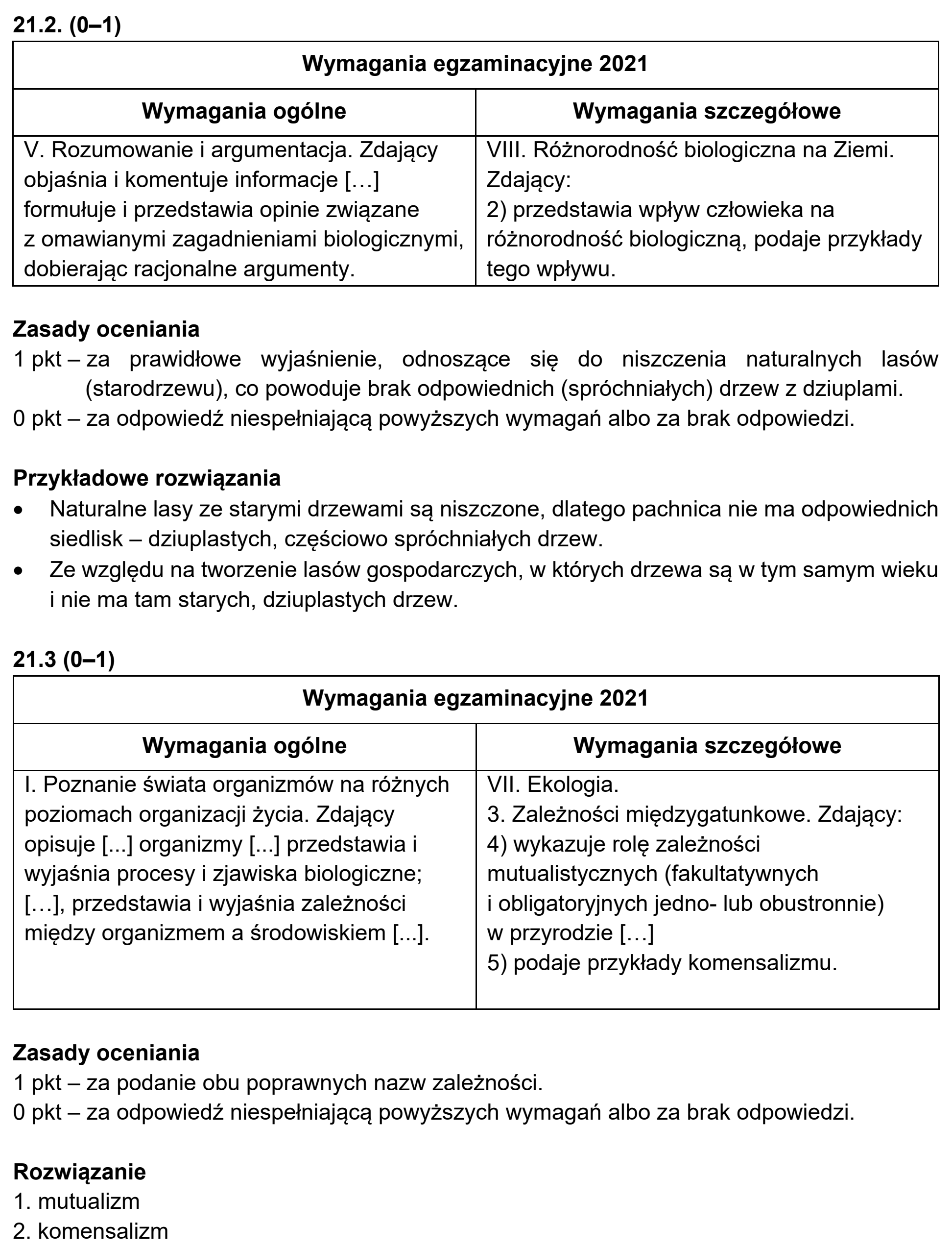 Matura próbna, marzec 2021, odpowiedź do zadania 21.1, fragment 2