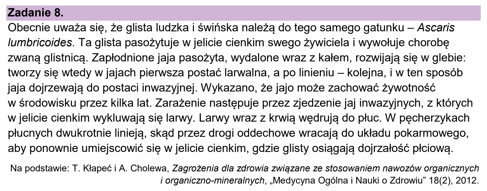 Matura próbna, styczen 2026, wstęp zadania 8
