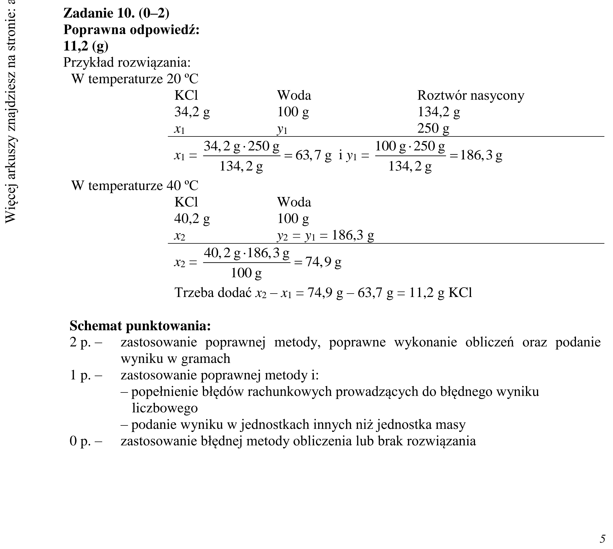 Matura dodatkowa, czerwiec 2015, odpowiedź do zadania 10