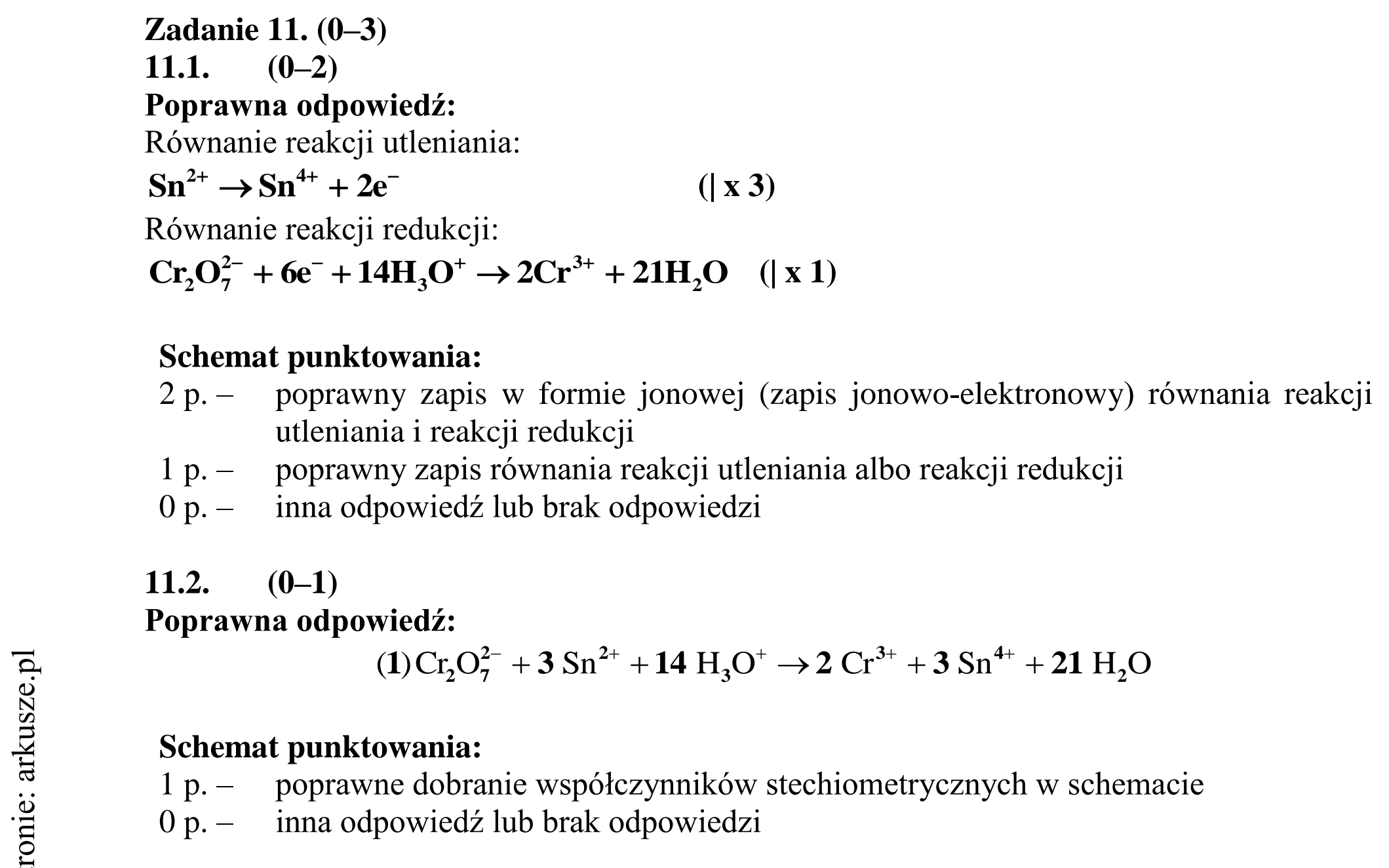 Matura dodatkowa, czerwiec 2015, odpowiedź do zadania 11.1