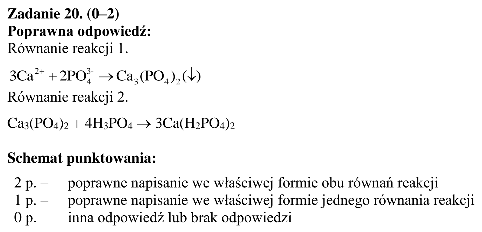 Matura dodatkowa, czerwiec 2015, odpowiedź do zadania 20