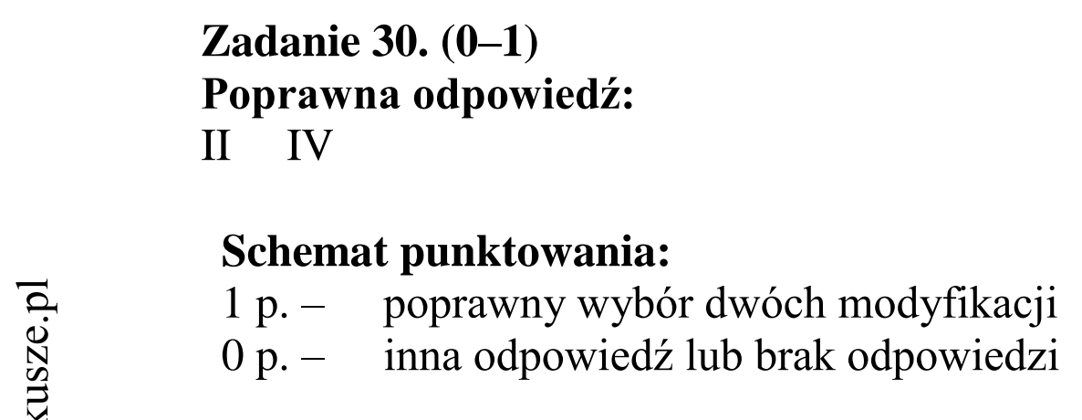 Matura dodatkowa, czerwiec 2015, odpowiedź do zadania 30