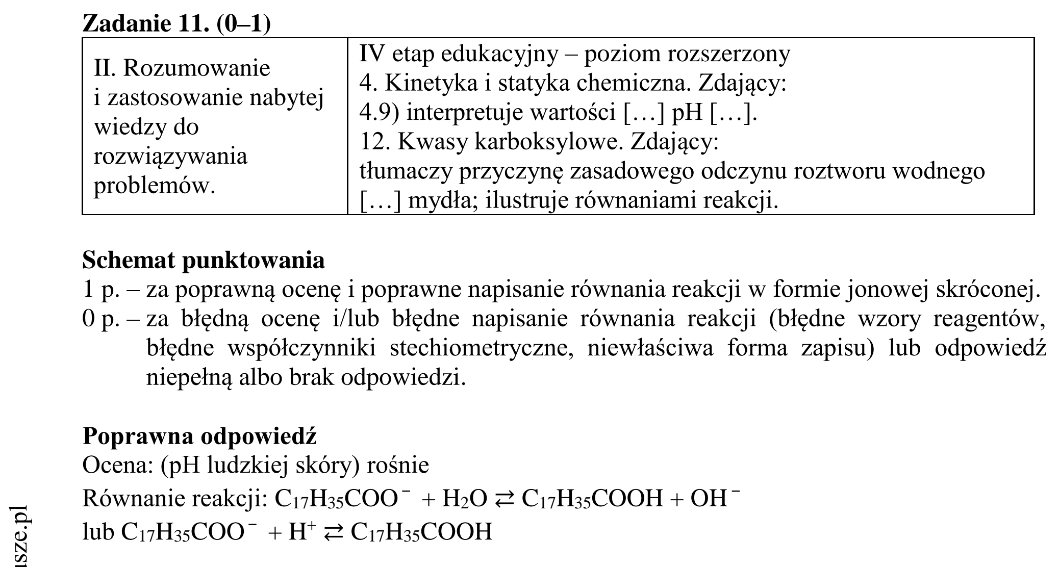 Matura dodatkowa, czerwiec 2016, odpowiedź do zadania 11