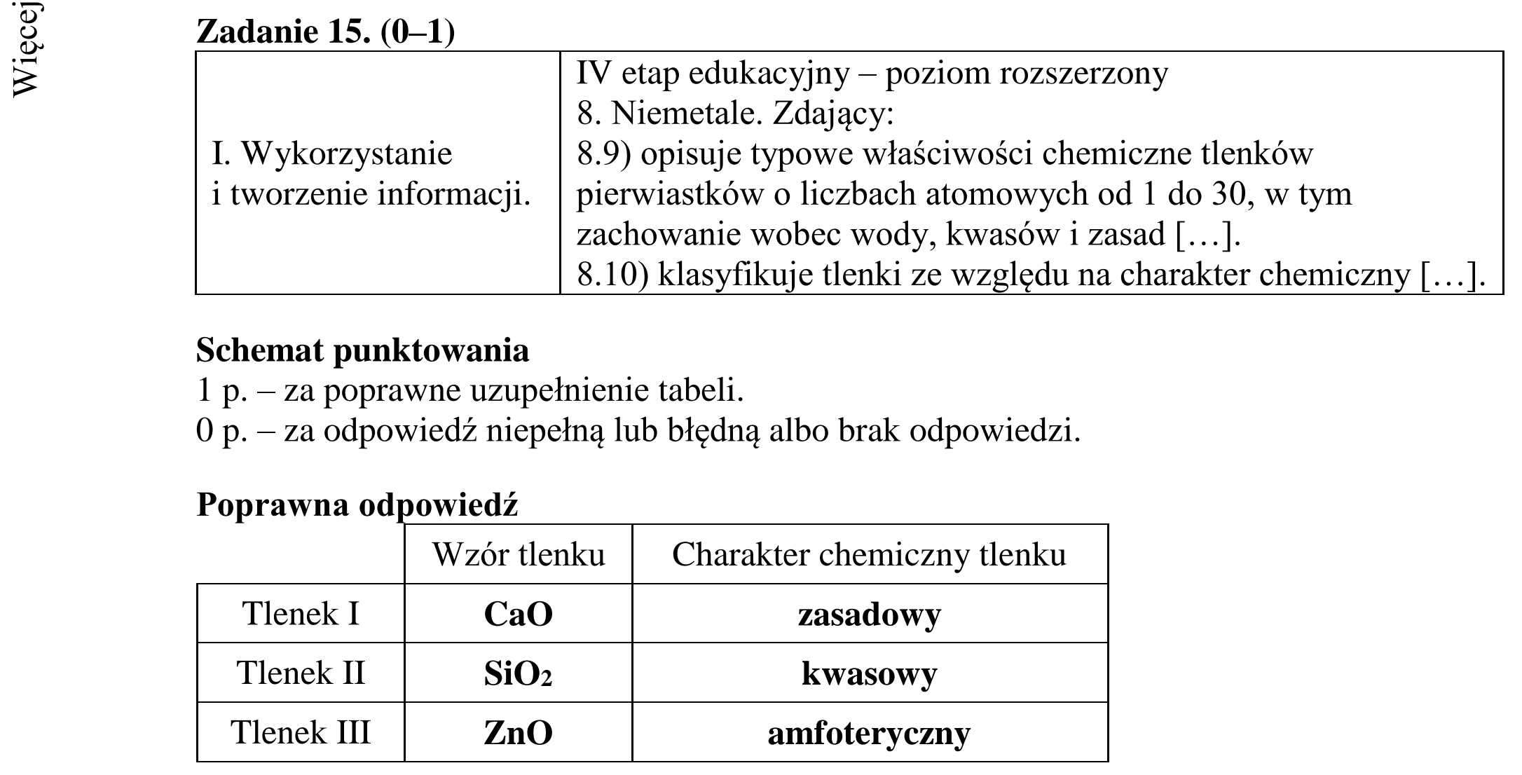 Matura dodatkowa, czerwiec 2016, odpowiedź do zadania 15
