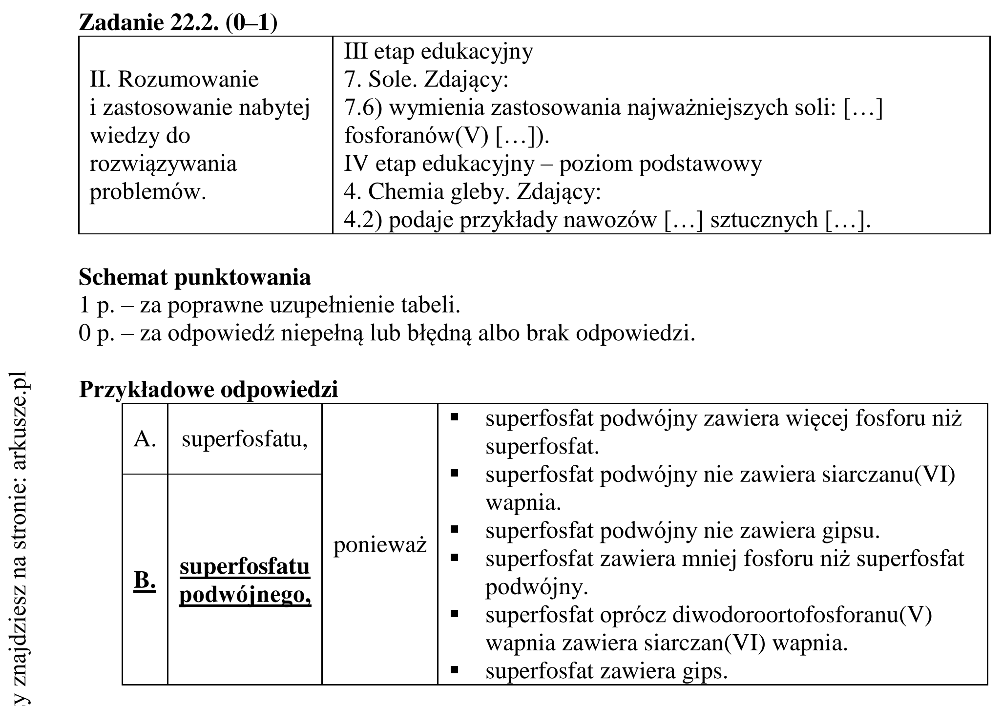 Matura dodatkowa, czerwiec 2016, odpowiedź do zadania 22.2