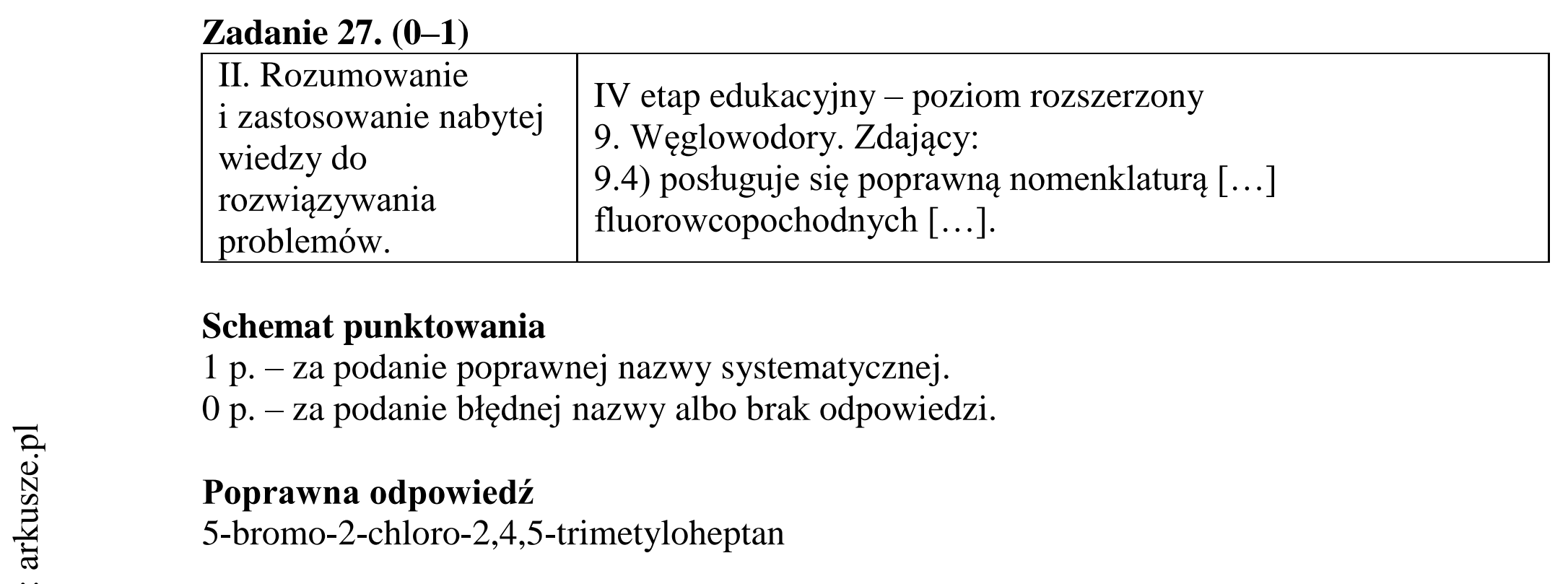 Matura dodatkowa, czerwiec 2016, odpowiedź do zadania 27