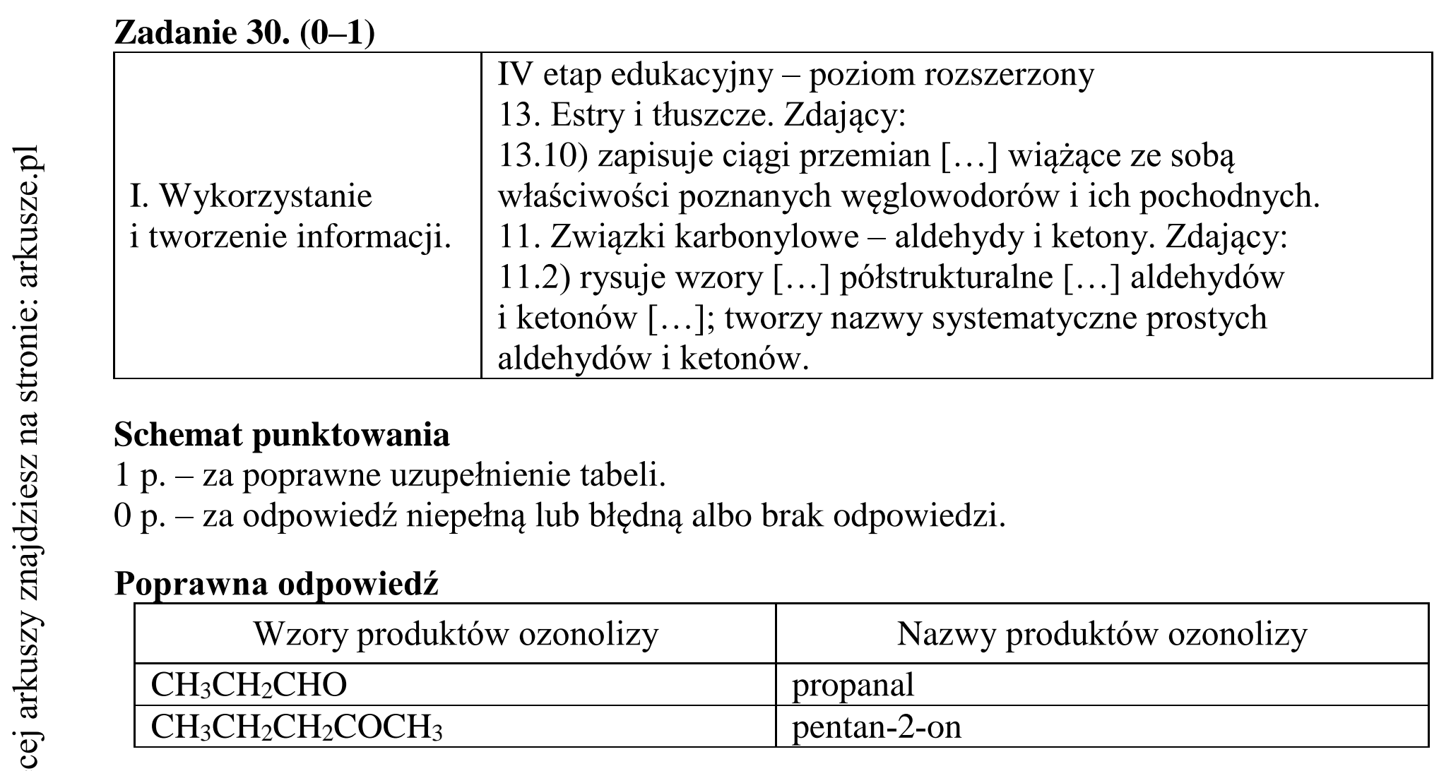 Matura dodatkowa, czerwiec 2016, odpowiedź do zadania 30