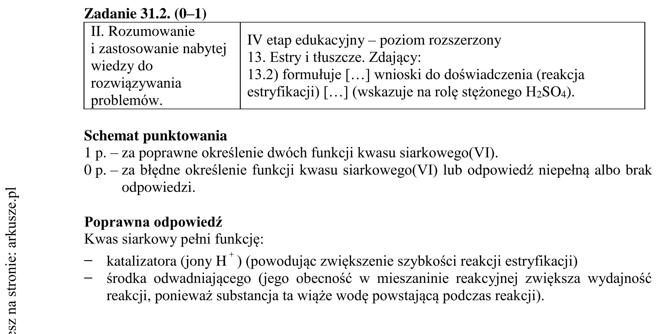 Matura dodatkowa, czerwiec 2016, odpowiedź do zadania 31.2