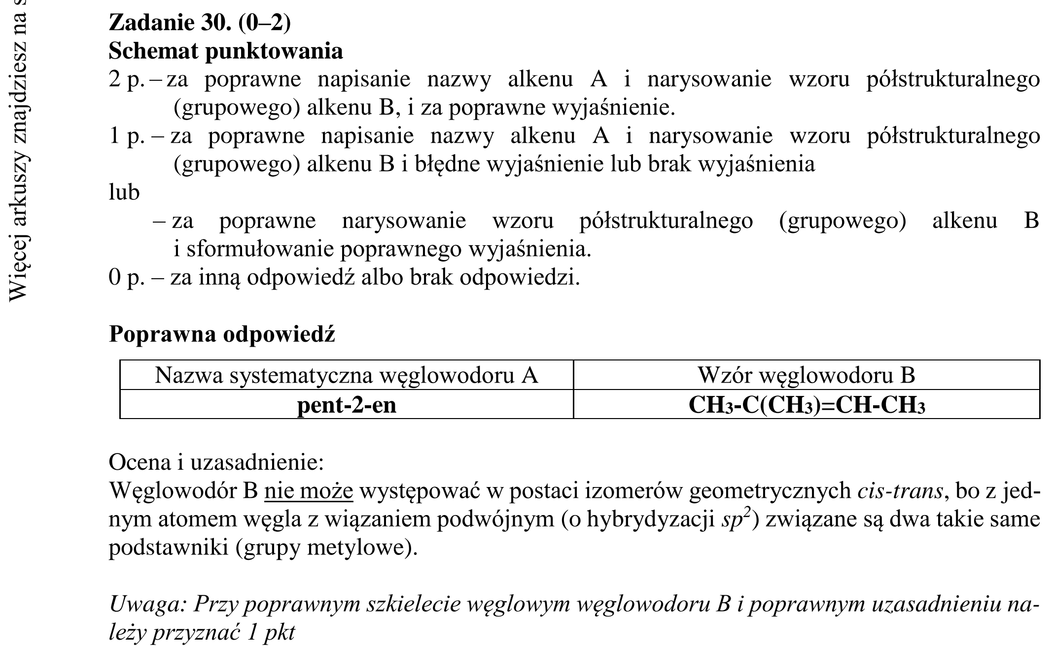 Matura dodatkowa, czerwiec 2017, odpowiedź do zadania 30