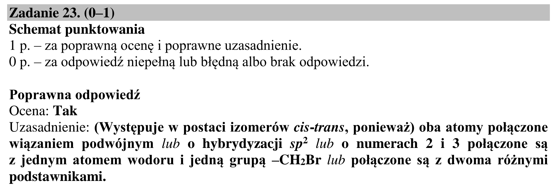 Matura dodatkowa, czerwiec 2018, odpowiedź do zadania 23
