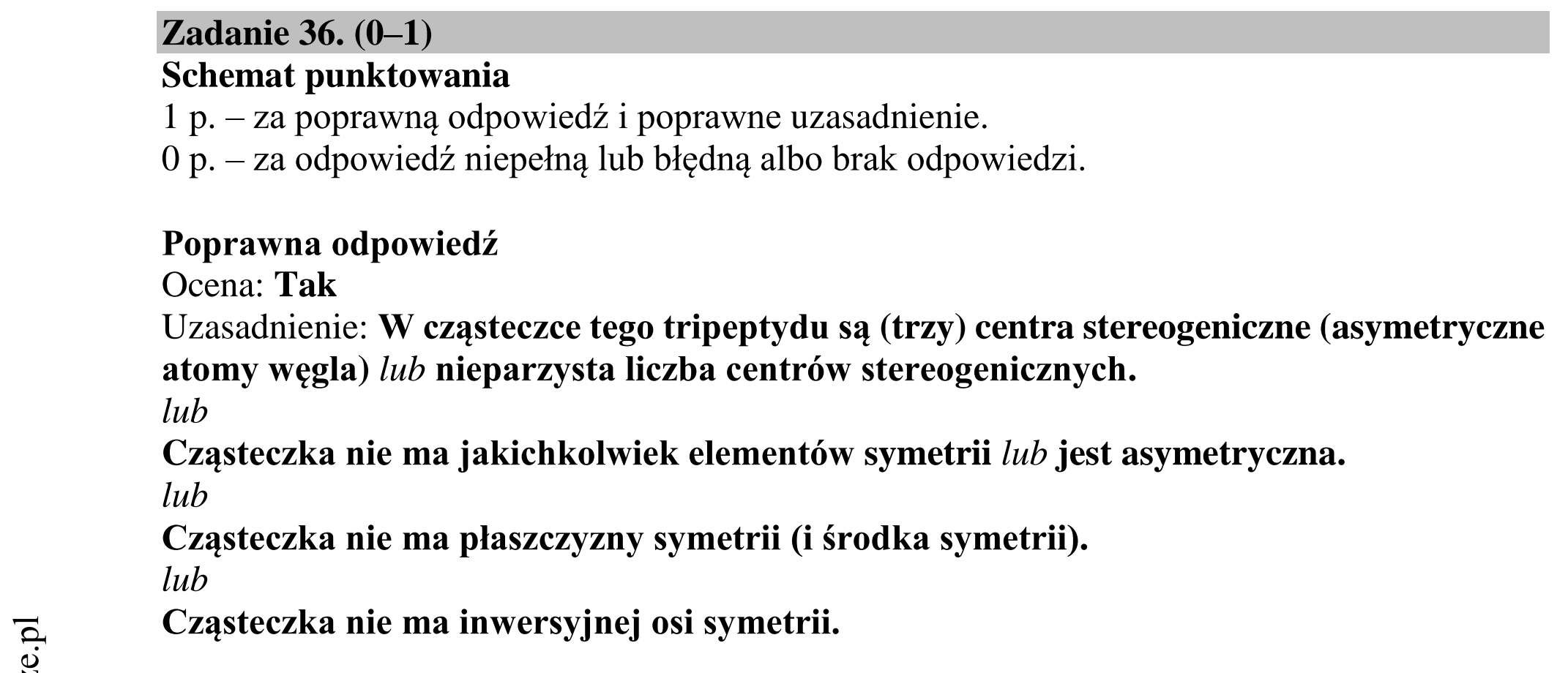 Matura dodatkowa, czerwiec 2018, odpowiedź do zadania 36