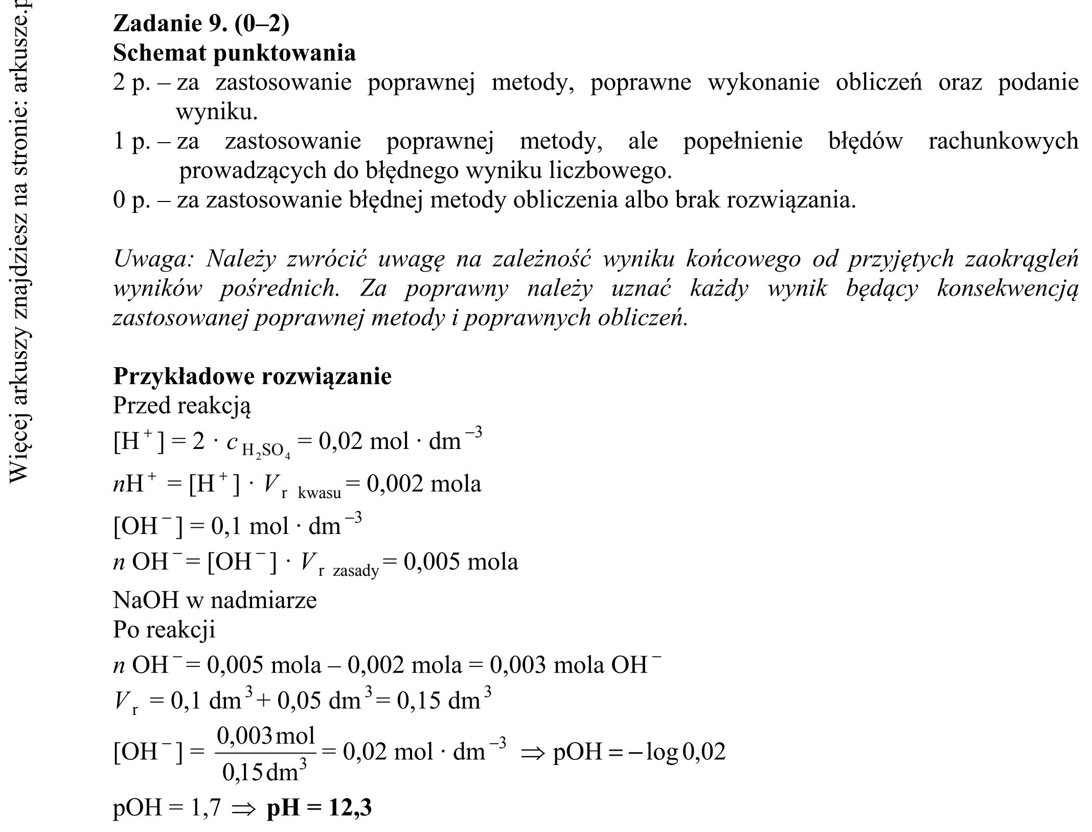 Matura dodatkowa, czerwiec 2019, odpowiedź do zadania 9