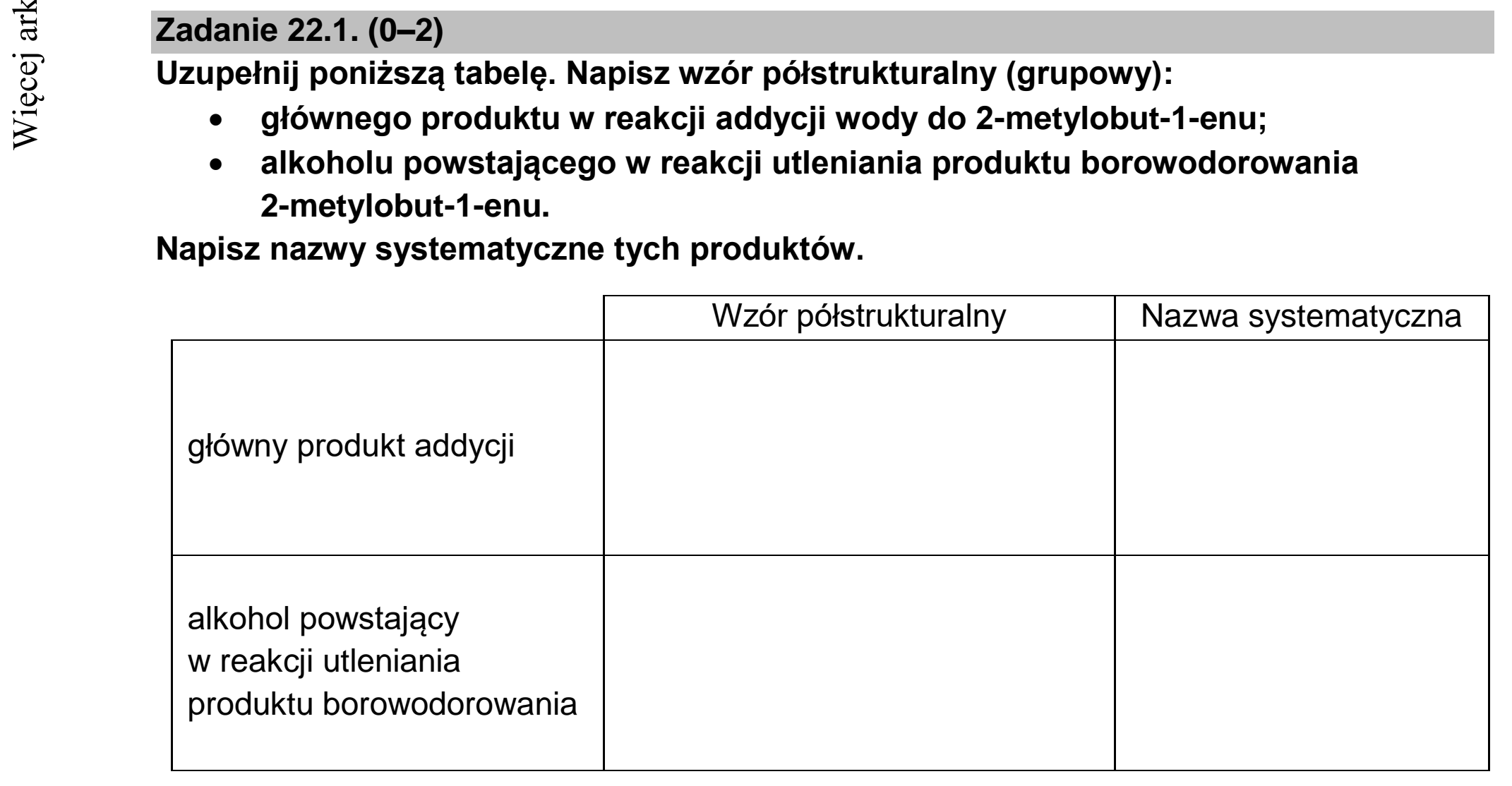 Matura dodatkowa, czerwiec 2022, zadanie 22.1