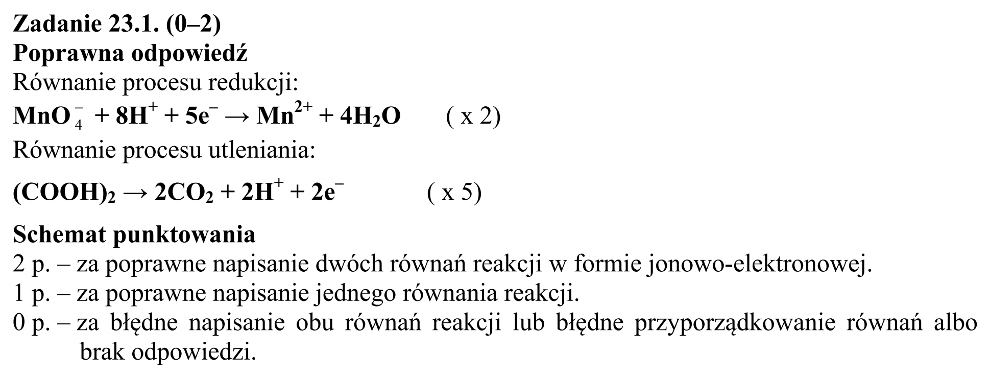 Matura, maj 2015, odpowiedź do zadania 23.1