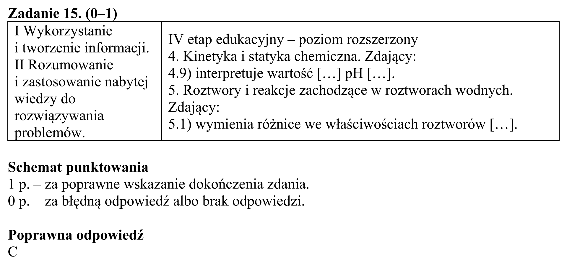 Matura, maj 2016, odpowiedź do zadania 15