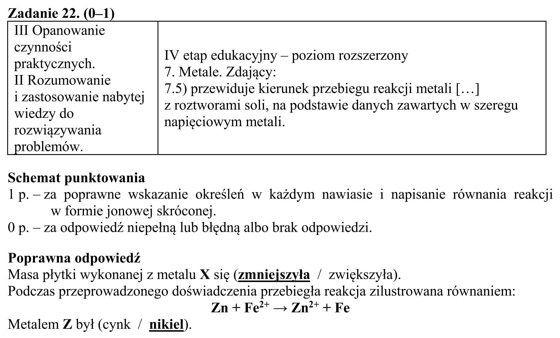Matura, maj 2016, odpowiedź do zadania 22