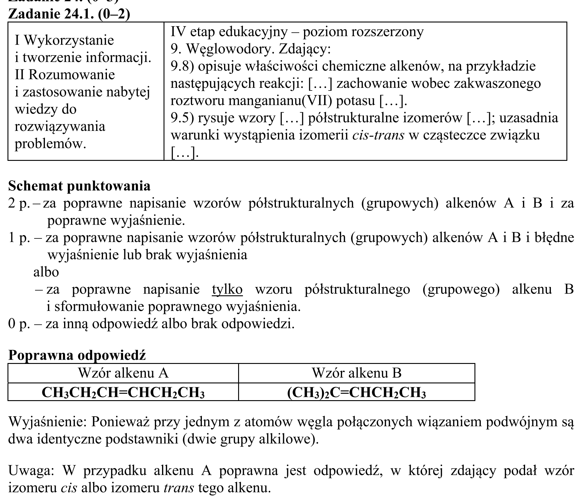 Matura, maj 2016, odpowiedź do zadania 24.1
