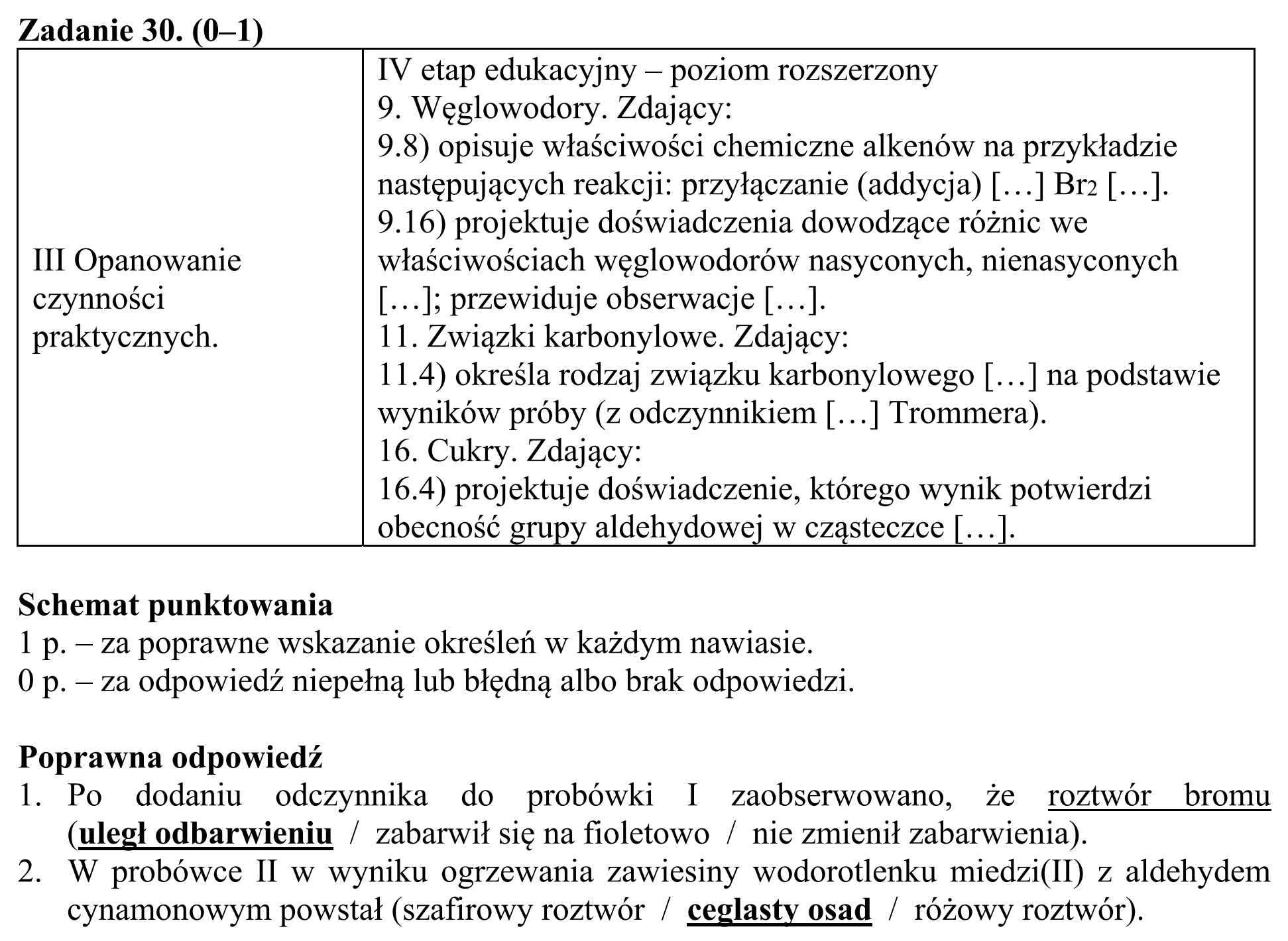 Matura, maj 2016, odpowiedź do zadania 30