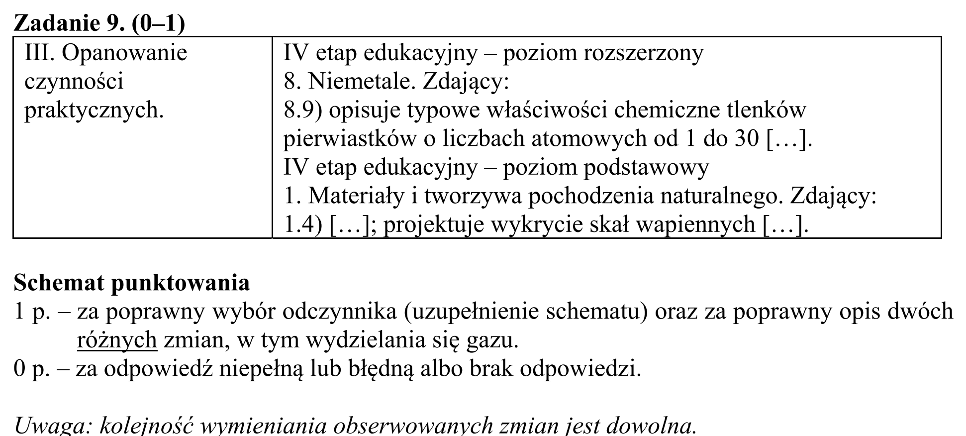 Matura, maj 2017, odpowiedź do zadania 9, fragment 1