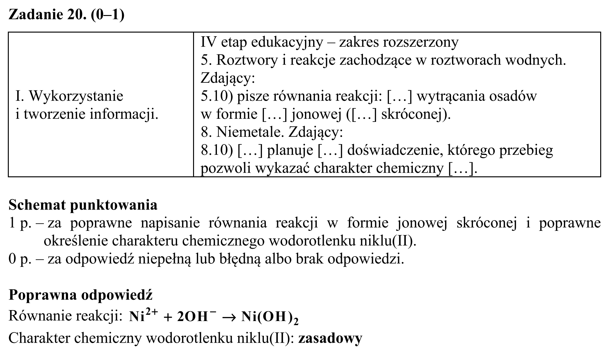Matura, maj 2018, odpowiedź do zadania 20