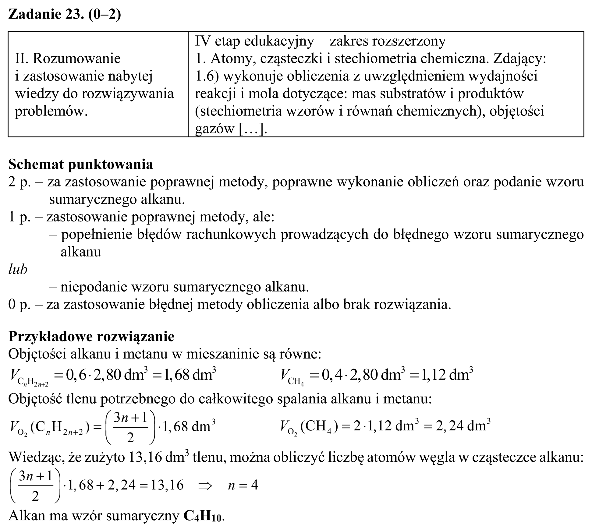 Matura, maj 2018, odpowiedź do zadania 23