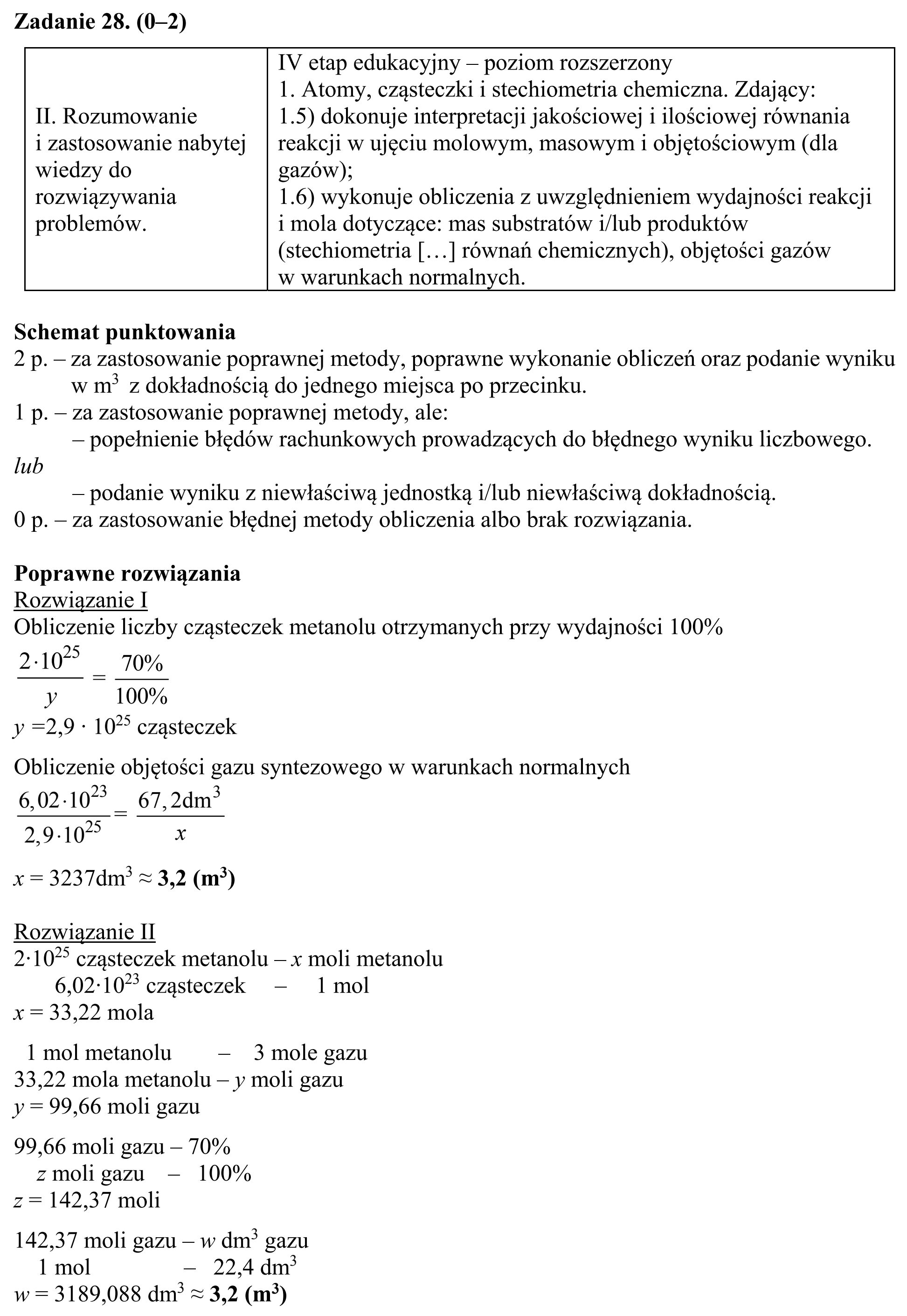 Matura, maj 2019, odpowiedź do zadania 28