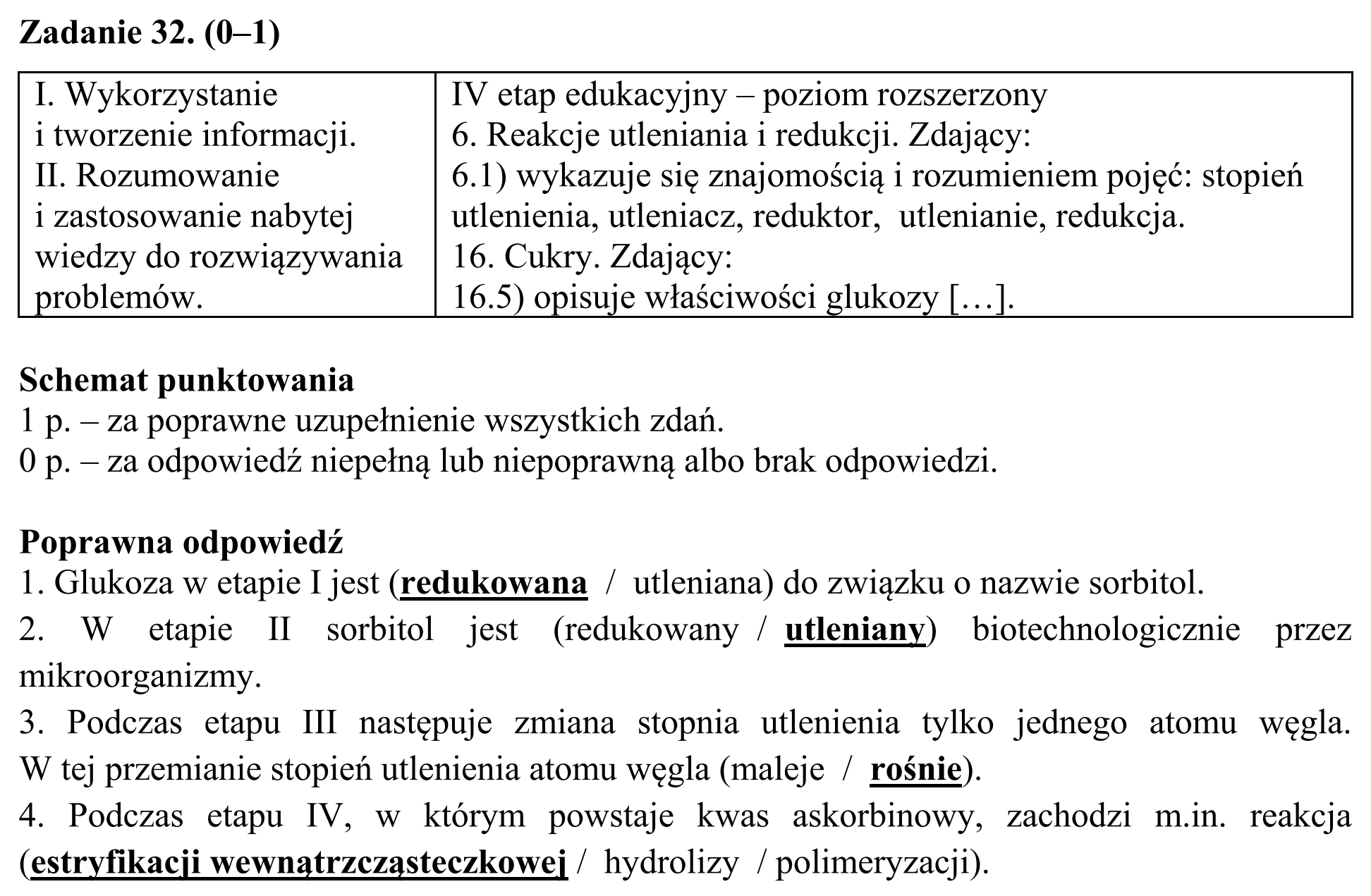 Matura, maj 2019, odpowiedź do zadania 32