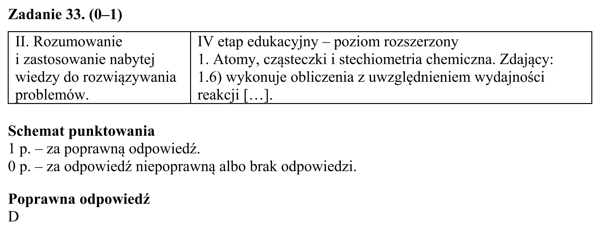 Matura, maj 2019, odpowiedź do zadania 33
