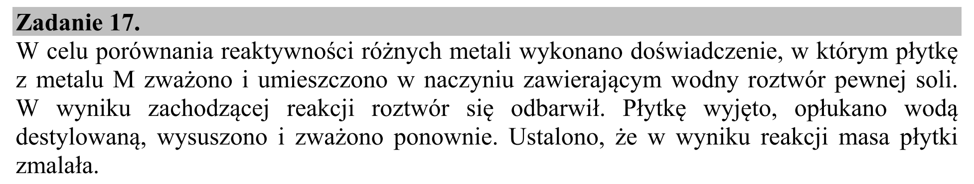 Matura, maj 2020, wstęp zadania 17