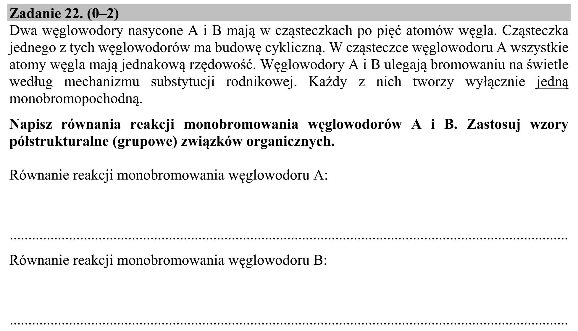 Matura, maj 2020, podgląd zadania 22