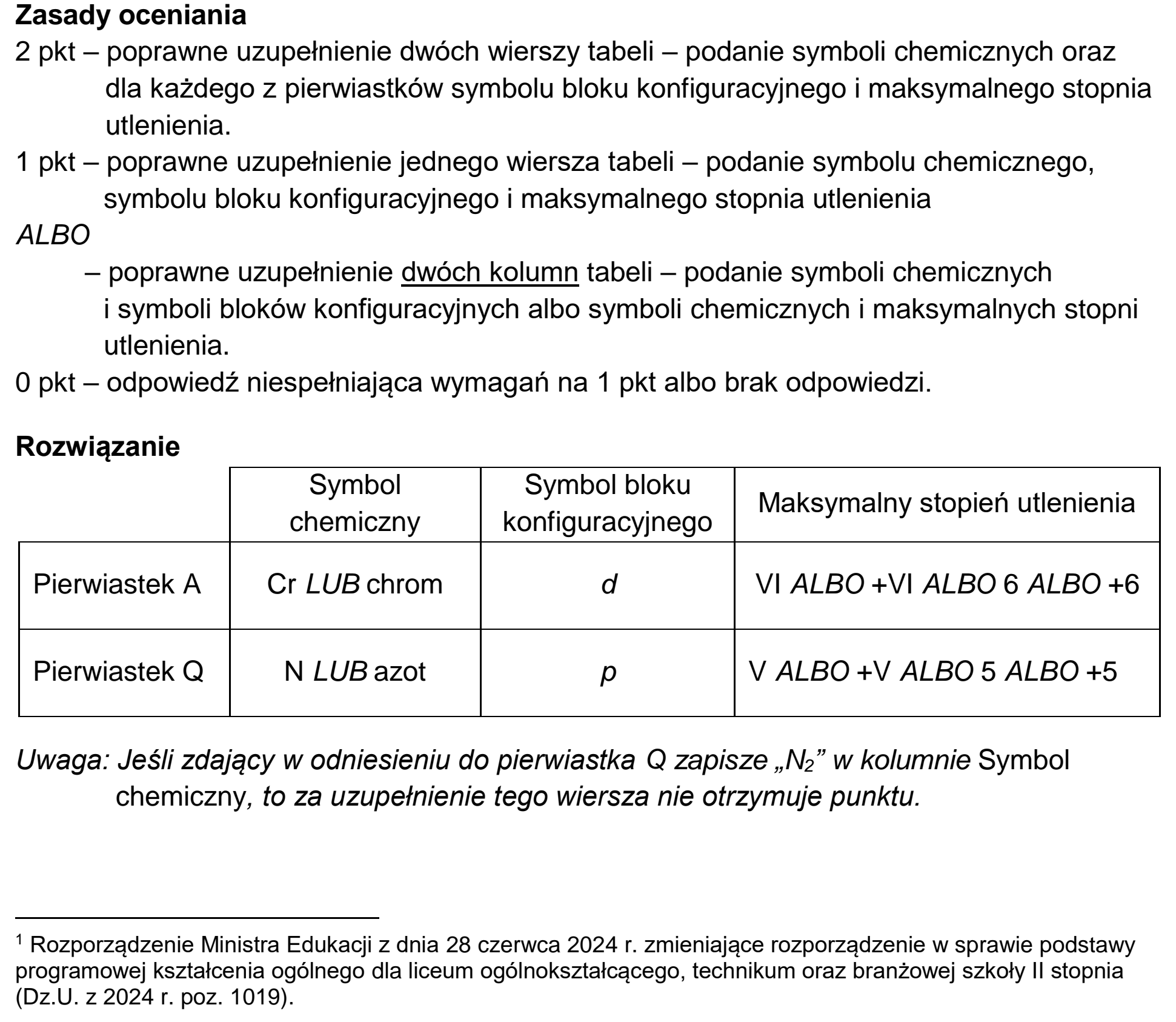 Matura, maj 2026, odpowiedź do zadania 1.1