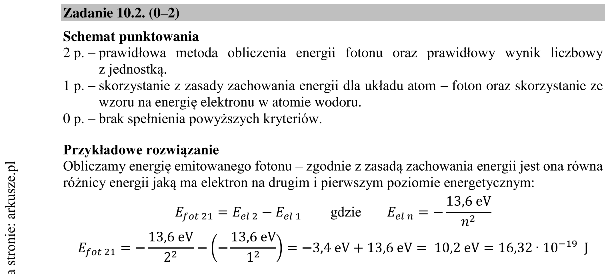 Matura dodatkowa, czerwiec 2019, odpowiedź do zadania 10.2