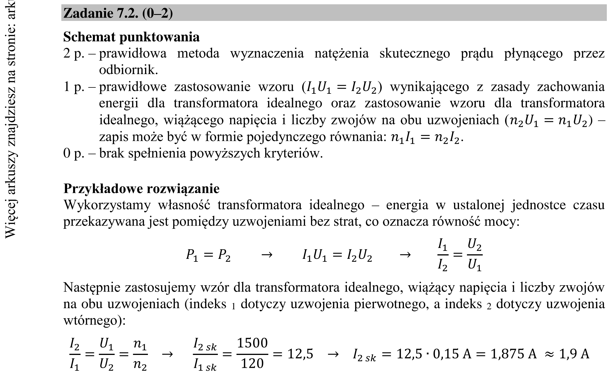 Matura dodatkowa, czerwiec 2019, odpowiedź do zadania 7.2