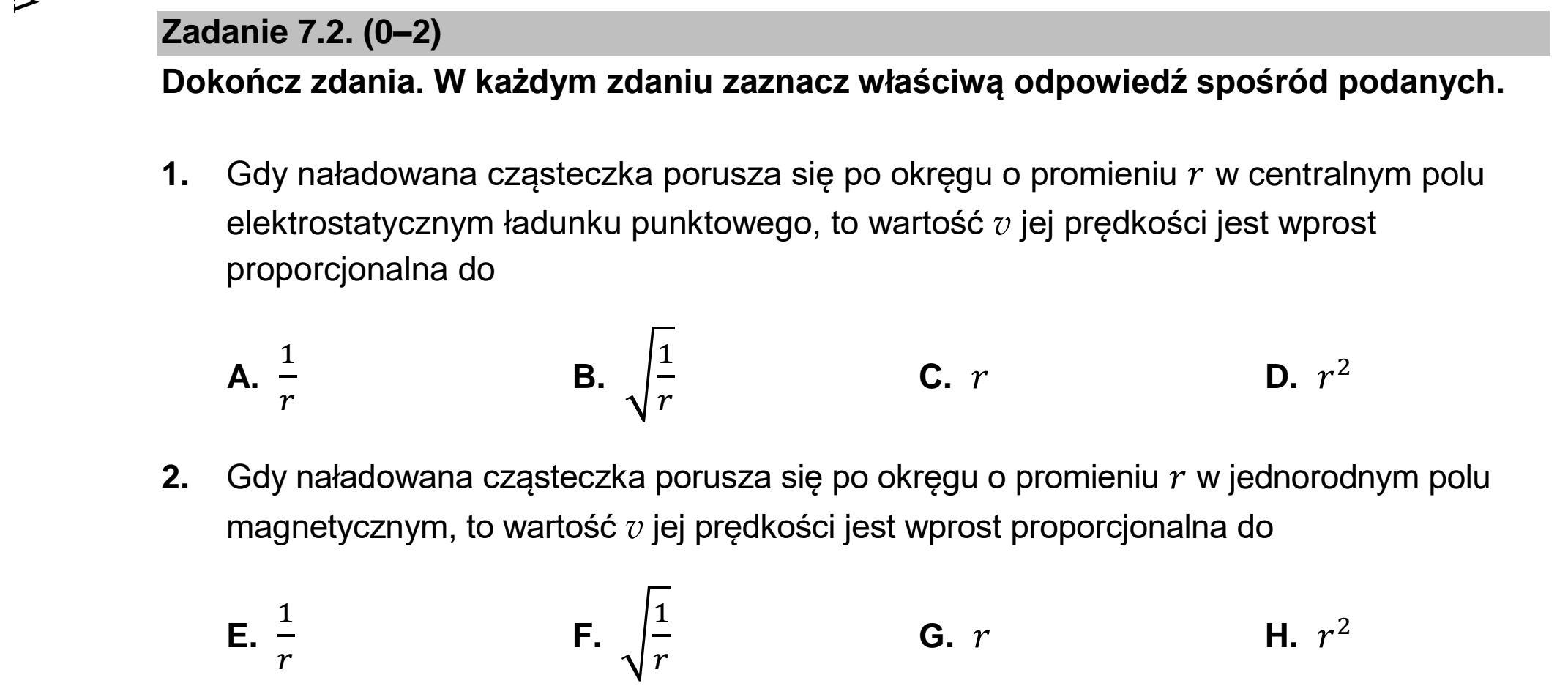 Matura dodatkowa, czerwiec 2022, zadanie 7.2