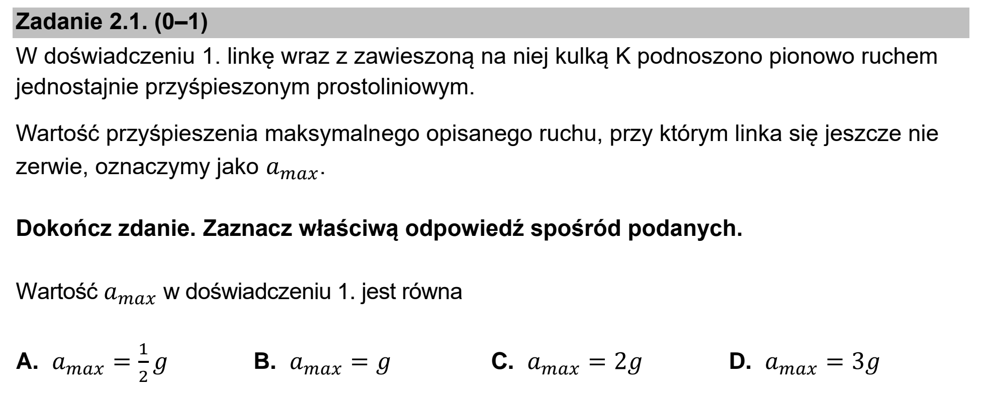 Matura dodatkowa, czerwiec 2026, zadanie 2.1