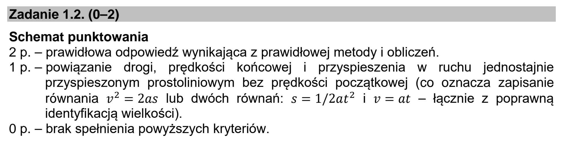 Matura dodatkowa, lipiec 2020, odpowiedź do zadania 1.2