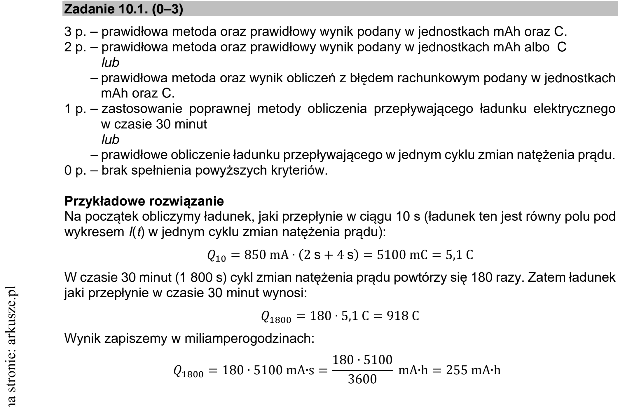 Matura dodatkowa, lipiec 2020, odpowiedź do zadania 10.1