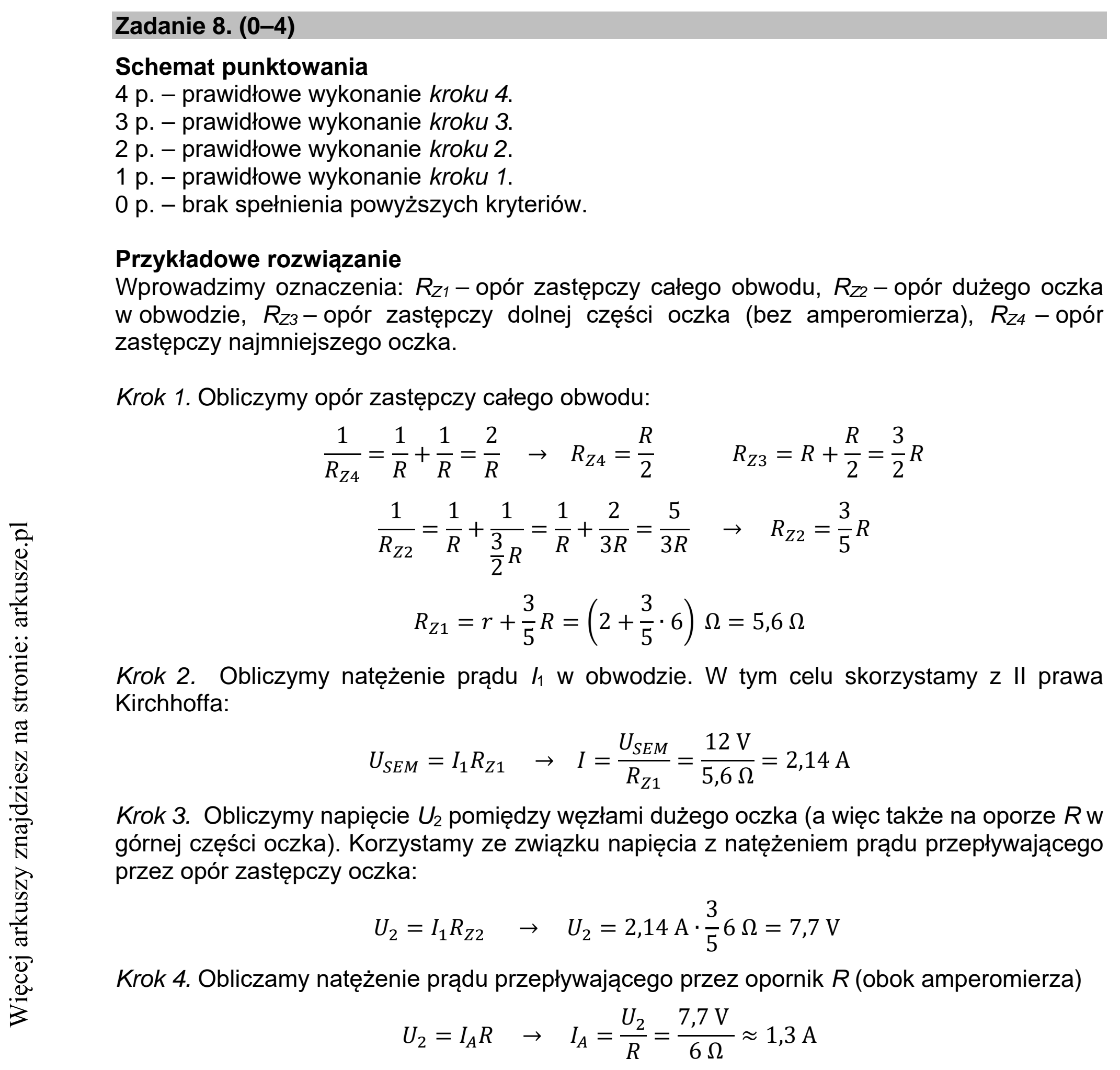 Matura dodatkowa, lipiec 2020, odpowiedź do zadania 8