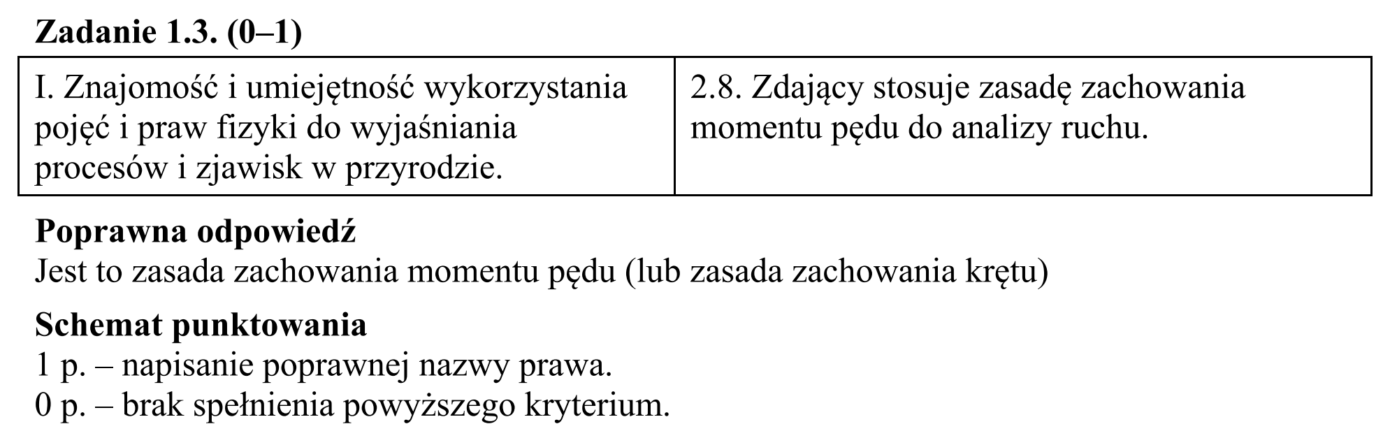 Matura, maj 2015, odpowiedź do zadania 1.3
