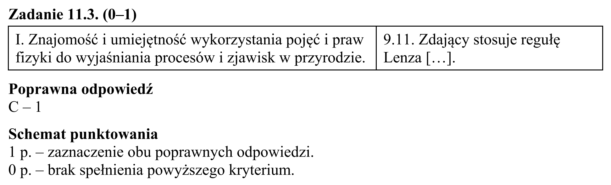Matura, maj 2015, odpowiedź do zadania 11.3